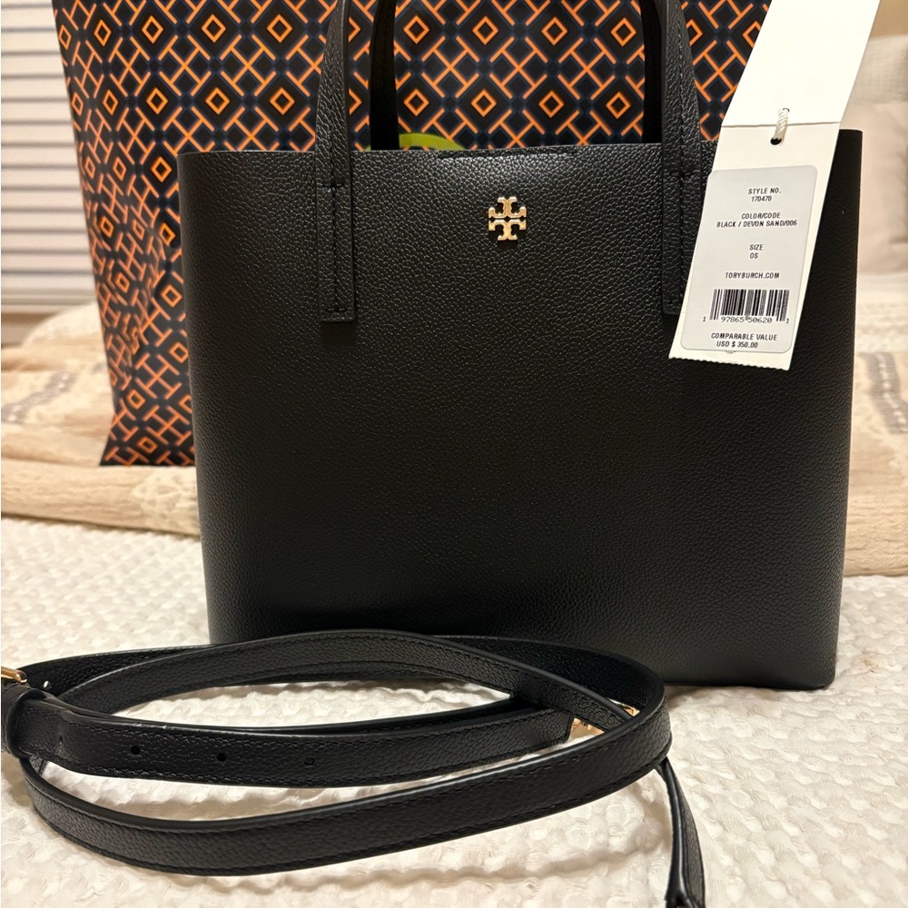 Tory Burch Black Tote with Gold Logo